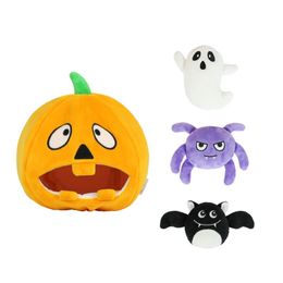 Toys Halloween Pet Toy Pumpkin Plush Dog Toy Ghost Spider Bat Interactive Play Dog Squeak Toys for Small and Large Dogs Cat Items Set