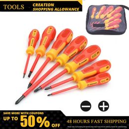 Schroevendraaier Insulated Screwdriver Set Withstand Voltage 500V Precision Magnetic Phillips Slotted For Electrician Repair Home Hand Tool Kit