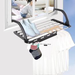 Organization Folding Shoes Towel Radiator Towel Clothes Folding Pole Airer Dryer Drying Rack 5 Rail Bar Holder Home Decoration Accessories