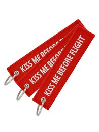 Kiss Me Before Flight Key Chain Label Embroidery Keychain With Metal Plane Embroidery Keychain Car Charm Pendant Keychain Jewelry