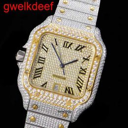 Wristwatches Luxury Custom Bling Iced Out Watches White Gold Plated Moiss anite Diamond Watchess 5A high quality replication Mechanical AYLV JSNG