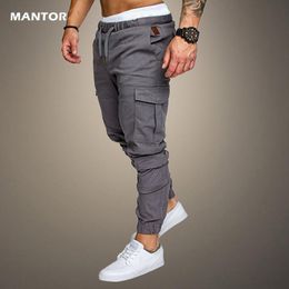 Pants Mens Cargo Pants Casual Trousers Solid Colour Cotton Pants Male Hiphop Streetwear Men Autumn Trousers Elastic Jogging Sweatpant