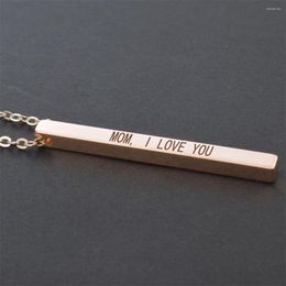 Chains Love Mom Gift Long Chain Bar Necklace Plated Jewellery For Mother Letters Engraved Pendant