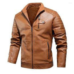 Hunting Jackets 2023 Casual Men Motorcycle Warm Thick Fleece Leather Jacket Winter Male Biker Vintage PU Windbreak Coat