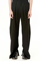 Men's Pants Customize Men's Clothing Personalized Wide Leg Drape High Waist Back Slit Silhouette Plus Size Suit 27-46