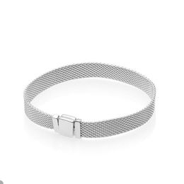 Watch strap style Mesh Bracelet for Pandora 925 Sterling Silver Party Charm Bracelets For Women Men Girlfriend Gift designer Couple bracelet with Original Box
