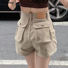 Women's Shorts Khaki Cargo Denim Shorts for Women Casual High Waist Baggy Fashion Vintage Streetwear Sexy College All-match Simple Chic Summer 230504