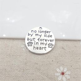 Charms 50pcs 25mm Anti-Silver Color Word "no Longer By My Side But Forever In Heart" Round Pendant Charm Alloy DIY Letter