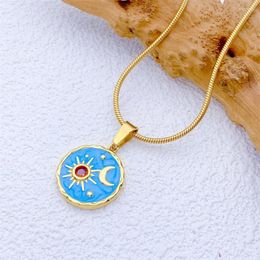 Chains Arrival Fashion Sun Moon Stars Pendant Copper Zircon Chain Necklace Women Charm Jewelry Party Friend Gifts