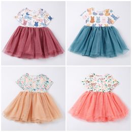 Clothing Sets Girlymax Easter Baby Girls Sleeveless Cotton Leopard Love Bunny Lace Dress Skirt Set Jumpsuit Boutique Kids Ruffles 230504
