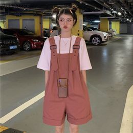 Women's Jumpsuits Rompers Rompers Women Solid Loose Casual Student All-match Summer Sleeveless Fashion Female Playsuits Simple Sweet Korean Version Chic 230504