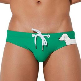 Men's Shorts Briefs Men Swim Trunks Nylon Adjustable Simple Solid Color Slim Swimwear