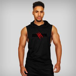 Mens Tank Tops Muscle Guys Brand Gym Hooded Top Fitness Hoodies men Sleeveless Shirt Sweatshirts Singlets Men Stringer Vest man 230504