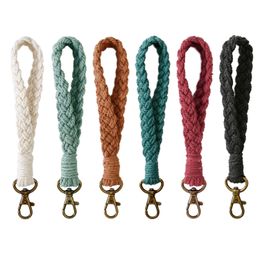 7 Colors Hand Woven Keychain Classic DIY Cotton Rope Crochet Keyring Lanyard Ornament