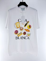 Top brand mens white t shirt fashion bread print design US size luxury designer tshirt