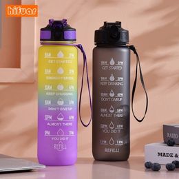 Tumblers 1000ml Large Capacity Water Bottle Frosted with Straw Plastic Cup Sports Cup Plastic Gradient Outdoor Sport Water Bottle Cup 230503