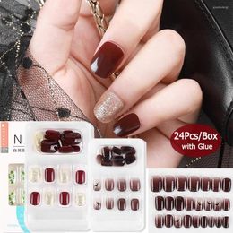 False Nails 24Pcs Reusable Full Coverage Christmas Ballet Fake Finished Product Removable Wearable Nail Decoration