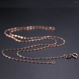 Chains Real 18K Rose Gold Chain For Women Female 1mmW Anchor Thin Necklace 16.5''L Gift Jewelry Au750