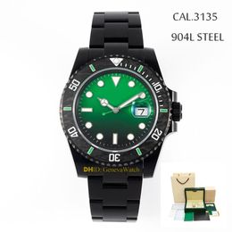 New Mens Designer Watches Cal 3135 Mechanical Automatic Movement Watch Carbon Bezel 904L Steel Case Bracelet Sapphire Glass Gradient Green Dial Swimming