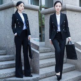 Women's Two Piece Pants Womens Suits Set 2 Pieces Black Suit Women Spring And Autumn Style OL Professional Office Ladies Two-piece