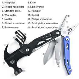 Tang Multifunctional Hammer Portable Folding MultiPurpose Outdoor Bushcraft Survival Kit Camping Knife Pliers Screwdriver Hand Tools