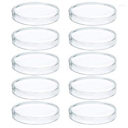 10Pcs Transparent Plastic Dishes Petri With Lid Clear Cell Tissue Plates Educational Laboratory Supplies