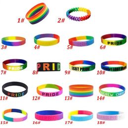 Rainbow LGBT Pride Party Bracelet LGBTQ Silicone Rubber Wristbands LGBTQ Accessories Gifts for Gay & Lesbian Women Men Wholesale