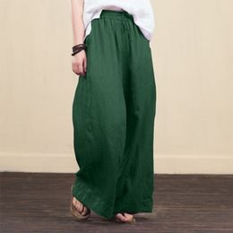 Women's Pants Capris Wide Leg Pants Casual Cotton Linen Loose Women's Trousers Fashion Elegant Women's Trousers Spring Summer Female Pants 230503