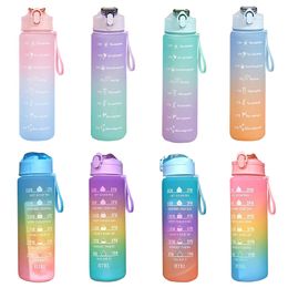 Tumblers Portable Water Bottle Motivational Sports Water bottle with Time Marker Leakproof Cup for Outdoor Sport Fitness BPA Free 230503