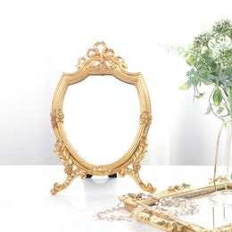 Mirrors European Retro Desktop Makeup Mirror Decorative Table Ornaments Bathroom Vanity Framed Equipped