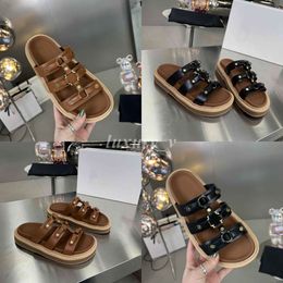 Designer Platform Sandals Women Leather Tippi Slippers Chunky Heel Slides Rubber Sandals Summer Beach Fashion Flip Flops with box