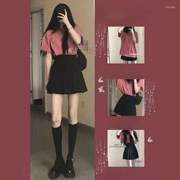 Work Dresses 2023 Two-piece Summer College Style Girl Loose Short-sleeved T-shirt Female Japanese Pleated Skirt Sub Short Y2K