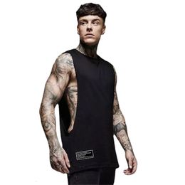 Mens Tank Tops Fashion Top Gym Fitness Workout Cotton Sleeveless T Shirt Summer Casual Clothing Male Extend Long Singlet Hip Hop Vest 230504