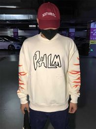 Men's Sweaters Designer Clothing Sweatshirts Fashion Hoodies Palmes Angels Flame Letter Printing Loose Pullover for Men Casual Round Neck Sweater