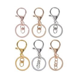 Keychains 30mm Split Key Ring Rhodium/Antique Bronze Classic Lobster Clasp Hook Chain For Jewelry Making DIY Supplies S300