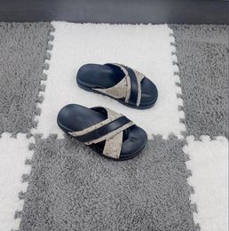 2024 Kids Baby Toddlers Designer Slipper Brand Summer Ribbon Splicing Flatform Sandals Size 26-35 Big Boys Kids Shoes