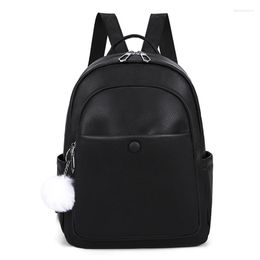 School Bags Fashion Women Backpack Hair Ball High Quality Youth Leather Backpacks For Teenage Girls Female Shoulder Bag Mochila