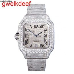 Wristwatches Luxury Custom Bling Iced Out Watches White Gold Plated Moiss anite Diamond Watchess 5A high quality replication Mechanical I5X8 AF7A
