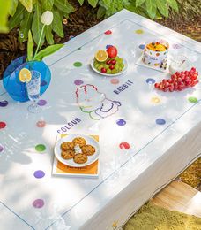 Table Cloth Custom Soft Glass Tablecloth Transparency Cute Dot PVC Waterproof Oilproof Kitchen Dining Cover Mat