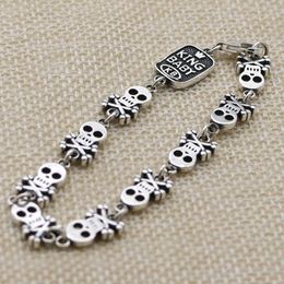 Personalized Skull Head Bracelet S925 Sterling Silver Vintage Trend Vintage Simple Trend Punk Hip Hop Jewelry