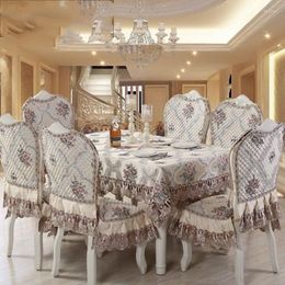 Table Cloth Luxury European-Style RRectangular Dining Tablecloth Chair Cover Cushion Set Exquisite Lace Elegant Home