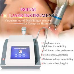 Vascular Removal Nails Fungus Removal 2+1 Ice Compress Hammer 30W OEM Diode Laser Spider Veins Removal Machine