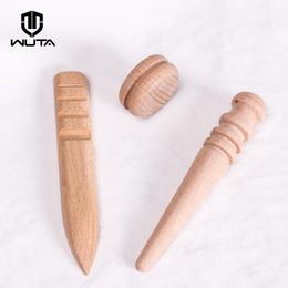 Leathercraft WUTA Wood Leather Edge Burnisher Leather Polished Grinding Set Smooth Grooves Leather Edge Slicker Leathercraft Tools 3pcs/Pack