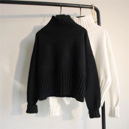 Women's Sweaters 2023 Vintage Knitted For Women Sweater Pullover Basic Black White Turtleneck Oversize Jumper Casual Knitting Outwear
