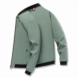 Men's Jackets External Waterproof Baseball Collar Coats Men Casual Ribbed Hem Solid Color Youth Cardigan Zipper Long Sleeve Jacket Chaqueta