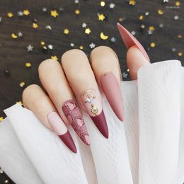 Nail Gel Beauty With Long Pointed Shape Color Mosaic Elegant Detachable Lasting Suit For Women's Daliy Life