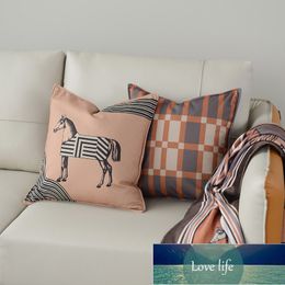 Wholesale Pillowcase Light Luxury Single-Sided Printed Square Pillow Pop Horse Super Soft Velvet Texture Sofa Decoration without Pillows Core