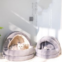 Cat Beds Bed House Soft Plush Kennel Puppy Cushion Small Dogs Cats Nest Winter Warm Sleeping Pet Dog Mat Supplies Cama Gato