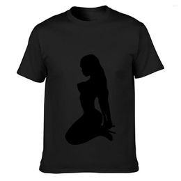 Men's T Shirts Sexy Girl Silhouette Shirt Pictures Round Neck Famous Knitted Summer Cotton Funny Casual Normal