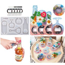 15sets DIY Crystal Resin Epoxy Beer Spanner Silicone Mold Bottle Opener Dried Flower Epoxy Mirror Bar Handicrafts Accessories